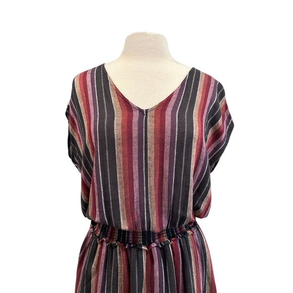 NEW Rails Lucca Linen Vertical Brava Stripe Striped Smocked Waist Mini Dress Med - Picture 8 of 12